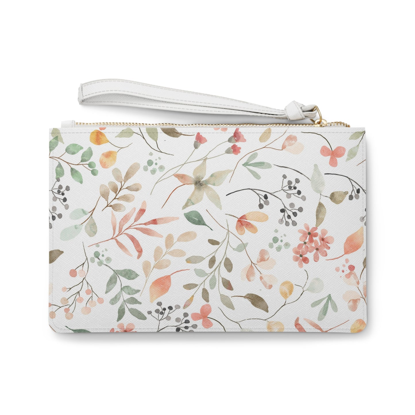 🌸 Floral Clutch Bag – Vegan Leather with Wrist Strap