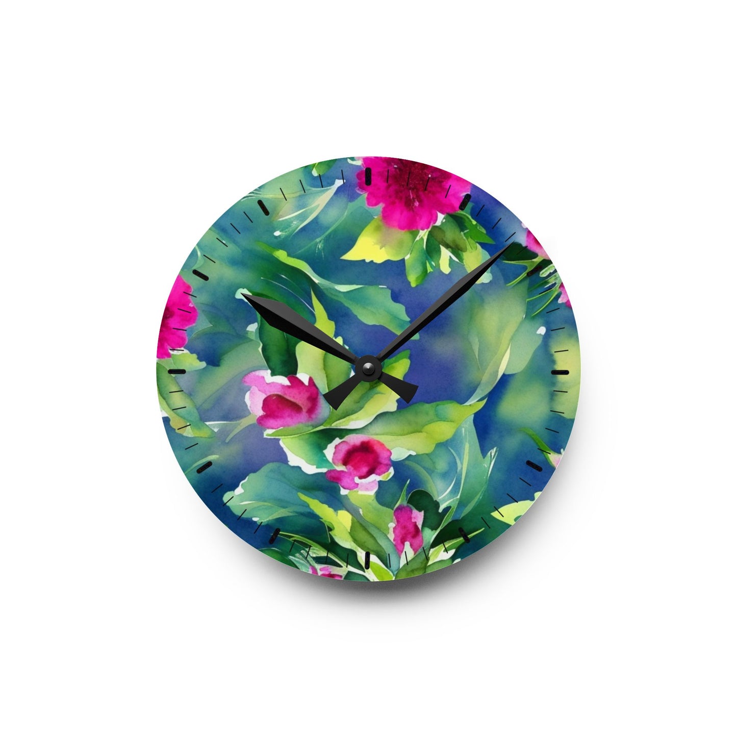 Floral Acrylic Wall Clock – Elegant Decorative Timepiece
