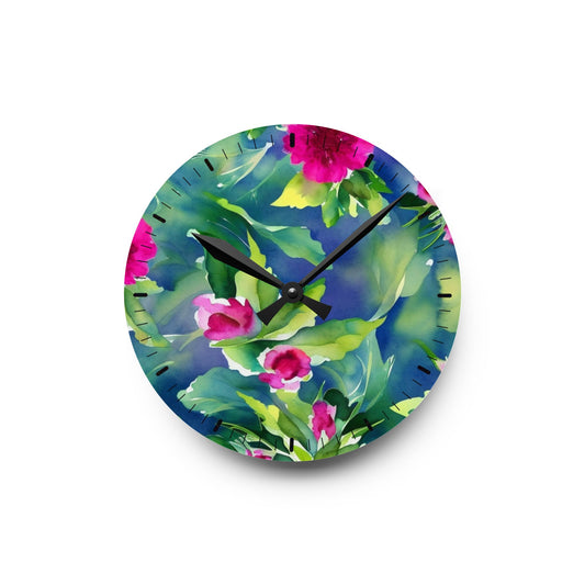 Floral Acrylic Wall Clock – Elegant Decorative Timepiece