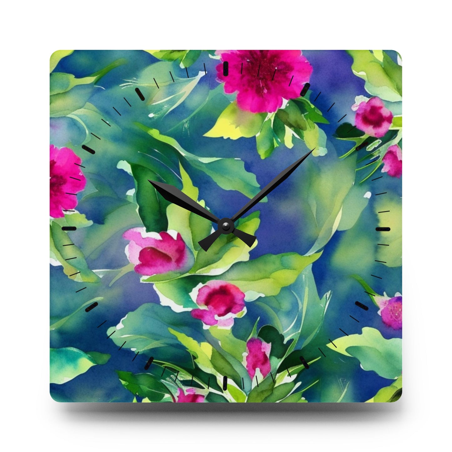 Floral Acrylic Wall Clock – Elegant Decorative Timepiece