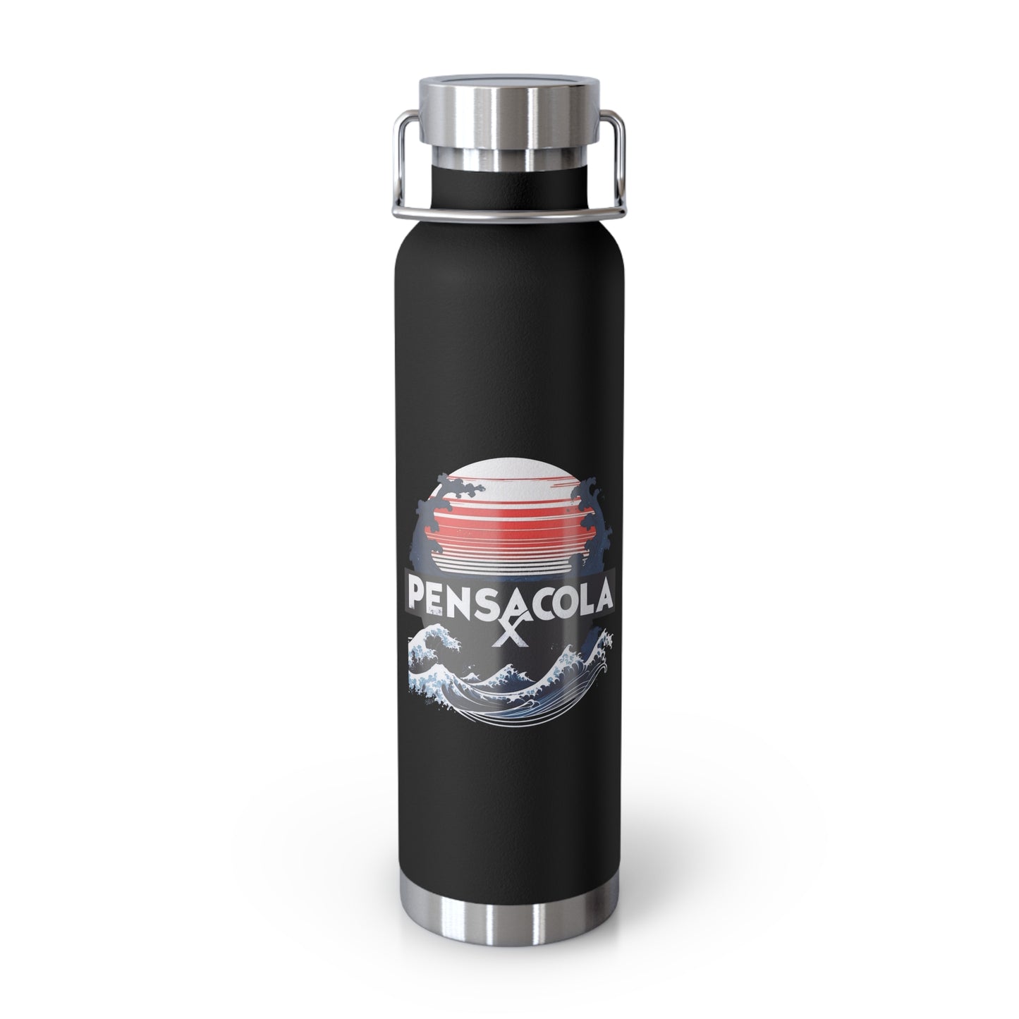 ☀️🌊 Stylish Copper Insulated Water Bottle - Pensacola X Wave Design (22oz) 🌊☀️
