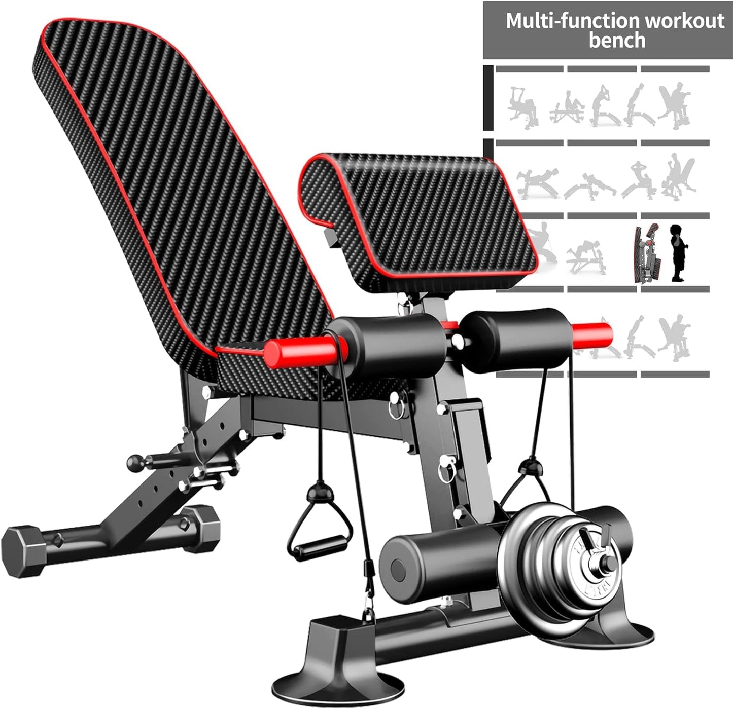 Adjustable Weight Bench Utility Workout Bench for Home Gym,Foldable Incline Decline Benches for Full Body Workout,Maximum Weight 600 Lbs