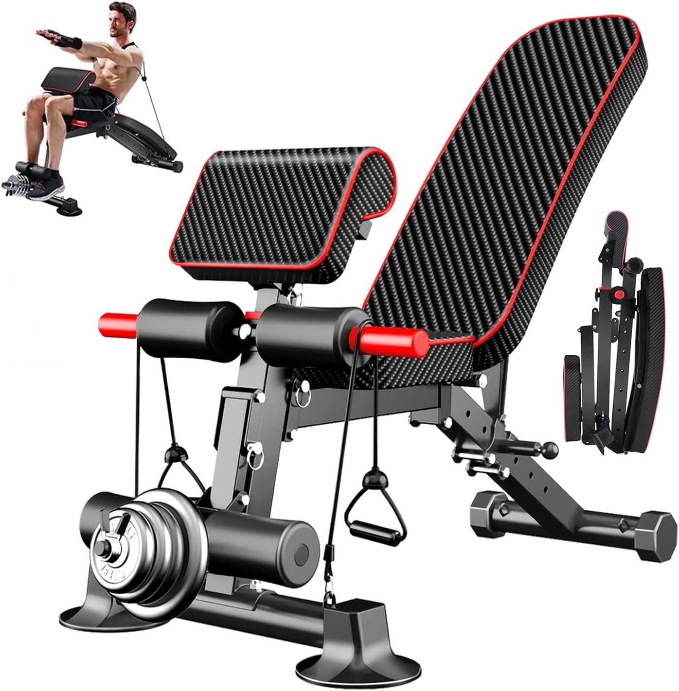 Adjustable Weight Bench Utility Workout Bench for Home Gym,Foldable Incline Decline Benches for Full Body Workout,Maximum Weight 600 Lbs