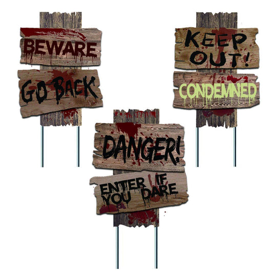 Liecho self-designed Halloween Decorations Yard Signs Stakes Props Outdoor Decor Scary Zombie Vampire Graves Holiday Party Supplies 3 Pack(15" x 12")