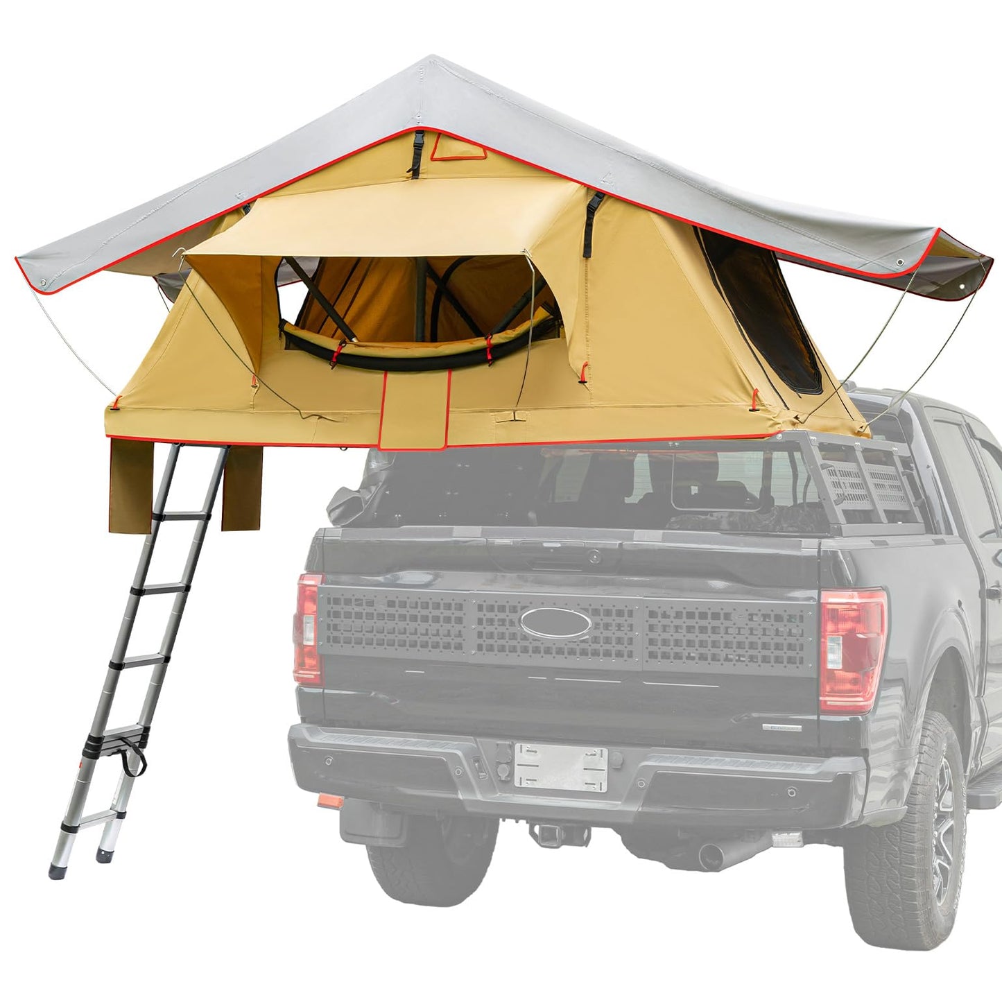 Joytutus Rooftop Roof Top Tent Camping, Naturenest Roof Top Tent for SUV Car Truck Van, Pu3000mm Waterproof Roof Rack Overland Tents with Rainfly, Easily Set Up, with Cozy Mattress for 2-3 Person