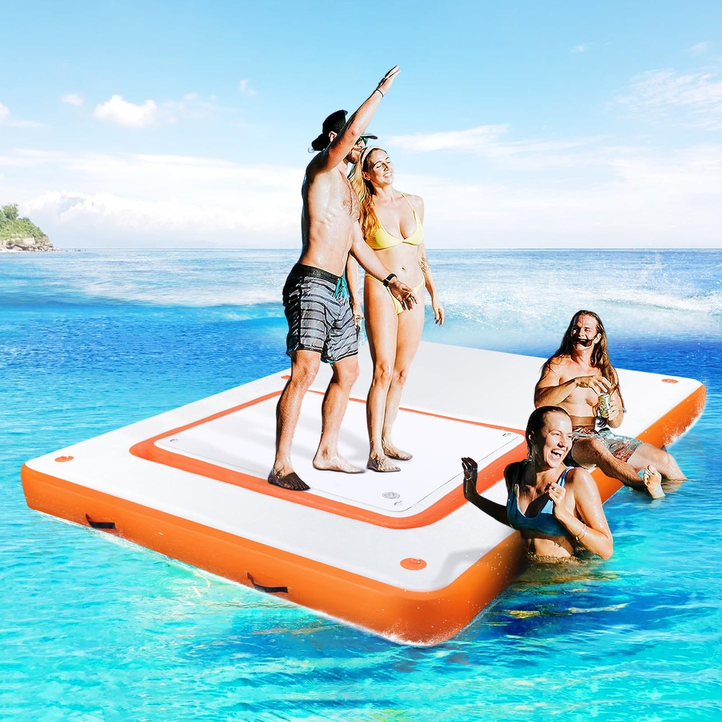 VOFiTNY Large Inflatable Floating Dock Water Mat Platform Island Lake Floats for Adults Up to 8 Person Water Recreation