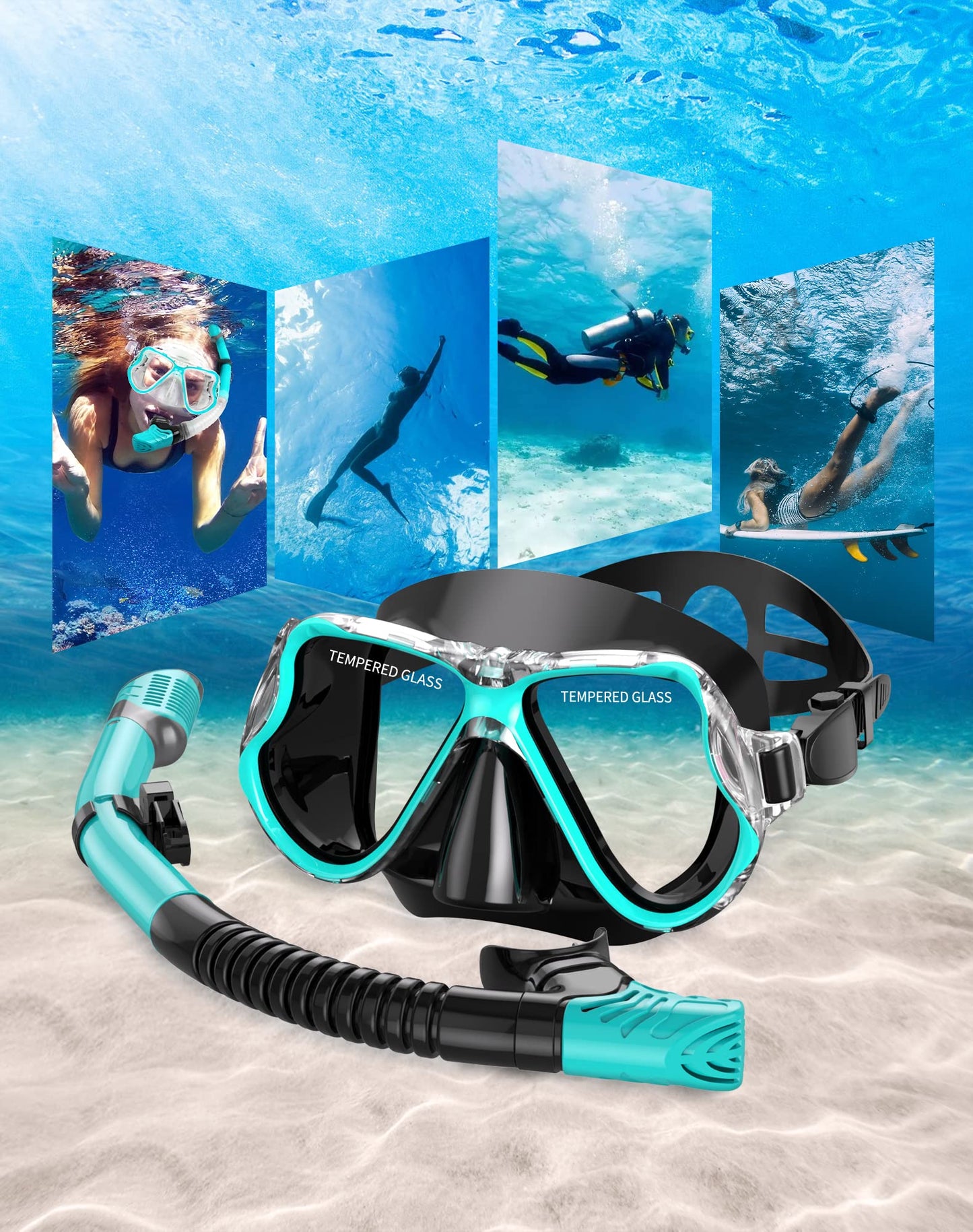 Greatever Dry Snorkel Set,Panoramic Wide View,Anti-Fog Scuba Diving Mask,Professional Snorkeling Gear for Kids