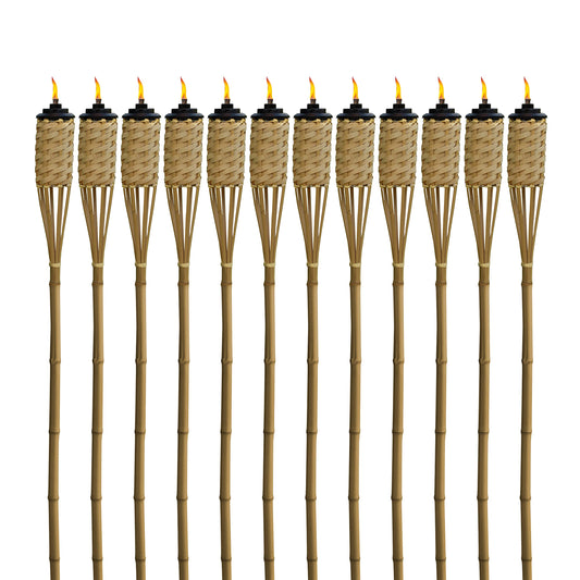 TIKI Brand Weather Resistant Coated Torch, Outdoor Décor for Home, Garden, Patio 12-Pack 57 in Bamboo, 1120116, Pack of 12, Natural,Pack of 12