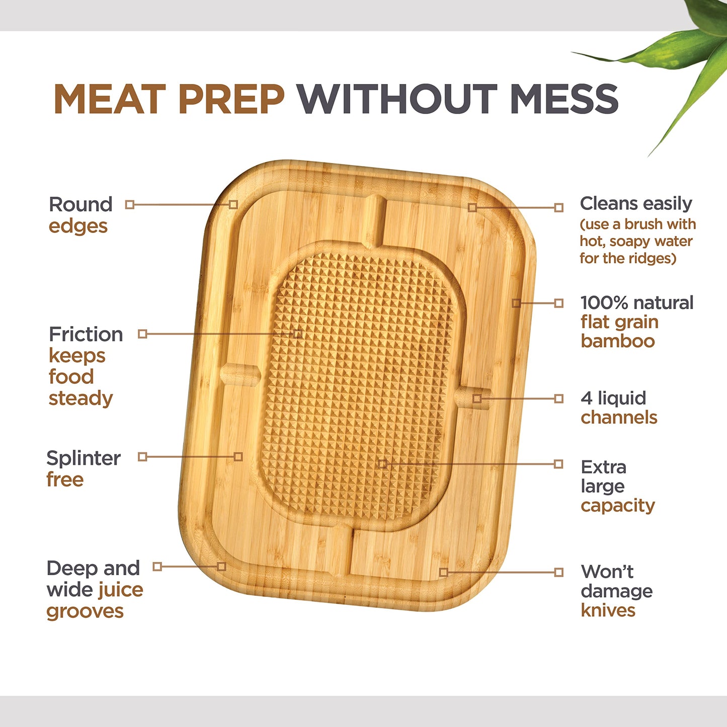 Cutting Board for Meat - Butcher Block with Juice Groove - Large Wooden Kitchen Cutting Board with Pyramid Design to Stabilize Meat, Reversible Serving Tray Chopping Board for Countertop Turkey Board