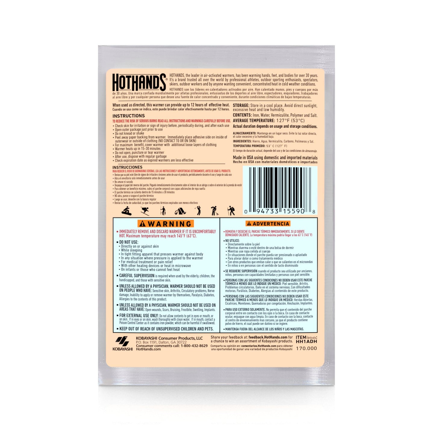 HotHands 12 Hour Adhesive Body Warmers - Bulk Value Pack of Air Activated Warmers - 20 Individual Warmers - Up to 240 Hours of Consistent Heat - On The Go Warmth for Cold Weather Activities