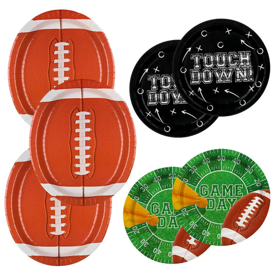 Football Party Supplies Kit for 36 Guests - Includes Large 12.5in Plates and 7in Dessert Plates,- for Football Birthday and Tailgate Party Decorations