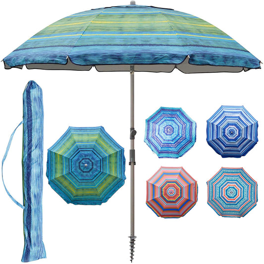 Blissun 7.2' Portable Beach Umbrella with Sand Anchor, Tilt Pole, Carry Bag, Air Vent, Green