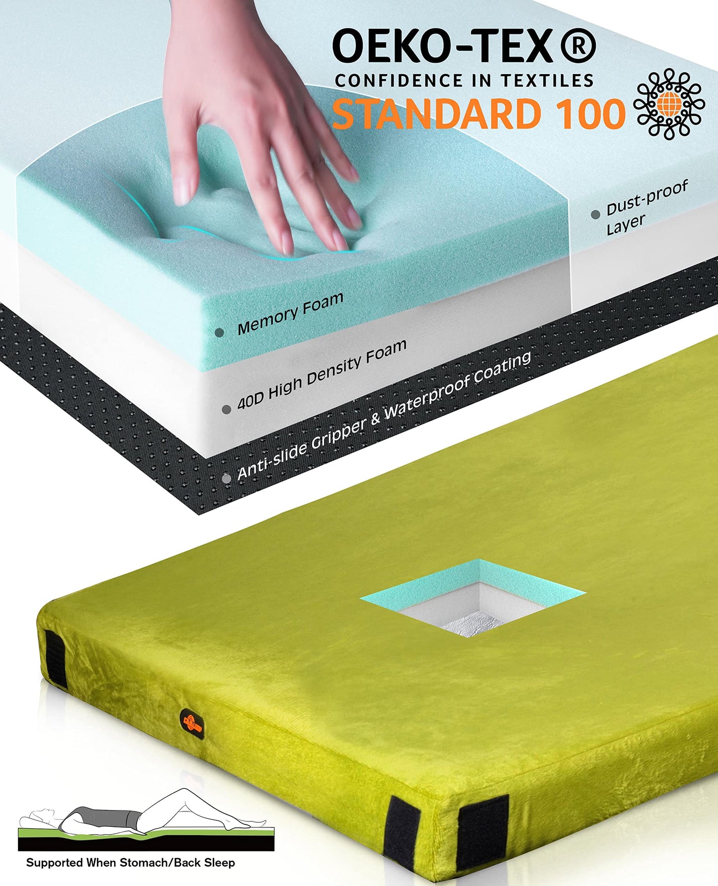 Gaialoop Thick Memory Foam Camping Mattress Sleeping Pad [Car/Tent/Cot] 3 Inch Portable Floor Play Mat Roll Up Mattress for Guests Kids Adults Sleepover Travel [Cot: 72 * 24 * 3" 2023 Upgraded]