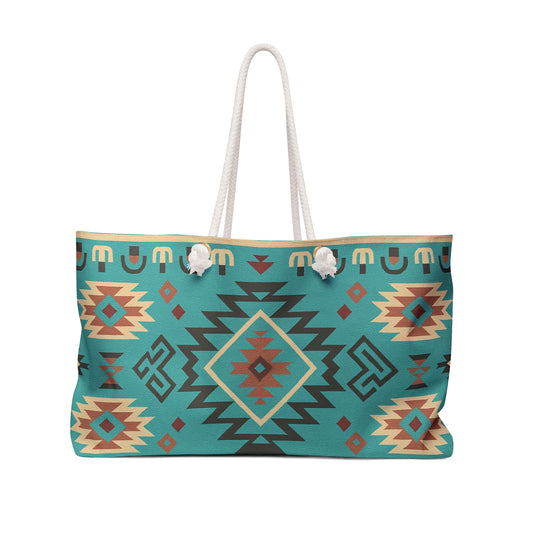 Native Turquoise Pattern Weekender Bag – Oversized & Stylish