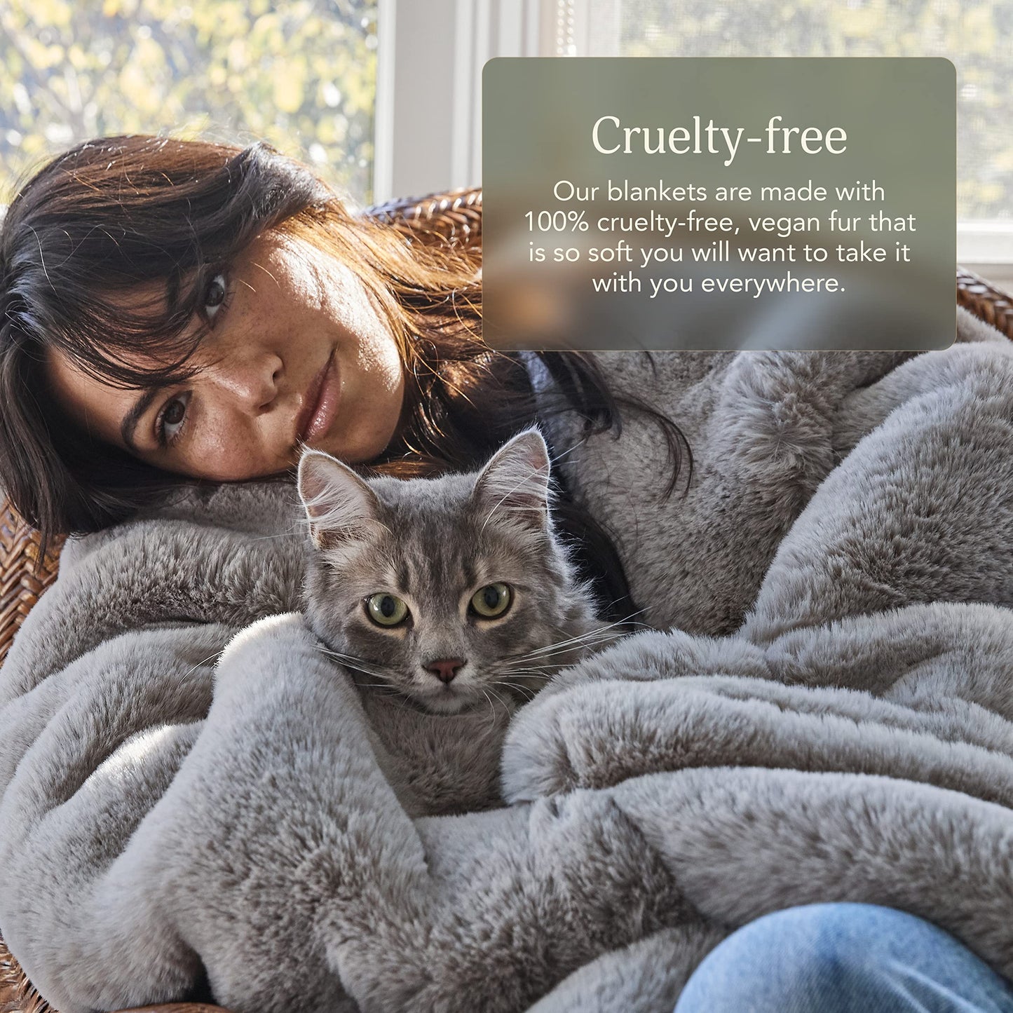 UnHide Marshmallow - Faux Fur Blanket - Heavy Weight, Extra Soft Blanket - Made from Recycled Materials - Machine Washable - Medium (60" x 80") - Greige