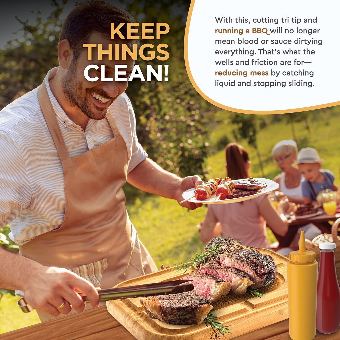 Cutting Board for Meat - Butcher Block with Juice Groove - Large Wooden Kitchen Cutting Board with Pyramid Design to Stabilize Meat, Reversible Serving Tray Chopping Board for Countertop Turkey Board